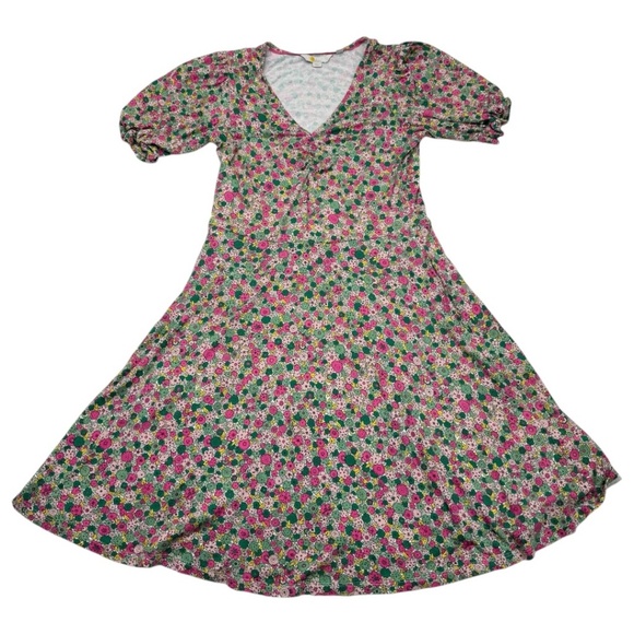 Boden Puff Sleeve Floral Jersey Minidress Cottagecore Romantic - Picture 10 of 13